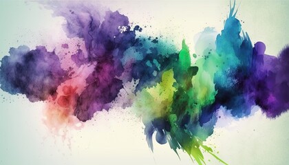 Vivid watercolor splashes merging in dynamic explosion, color background