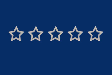 gray, silver five star shape on a blue background. The best excellent business services rating...