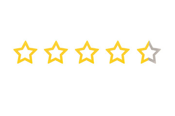 Gold, gray five stars shape on a white background. The best excellent business services rating customer experience concept. Increase rating or ranking, evaluation and classification idea.