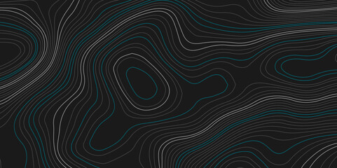 Topographic contour map, topographic map line. Abstract geographic wave grid line map. Geographic mountain relief background.