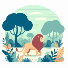 Naklejka premium lion in the forest