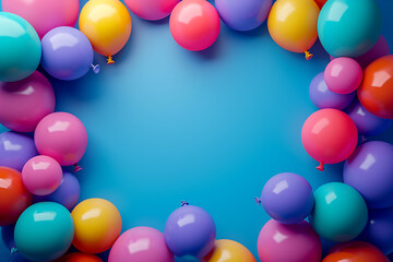Colorful Balloons, Celebration Background, Party Decorations, Copy Space, Birthday, Anniversary 