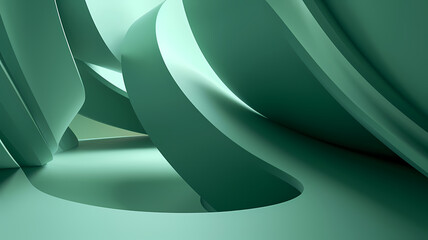Green Elegance. 3D Abstract Structures on a Vibrant Green Background. Artistic Design