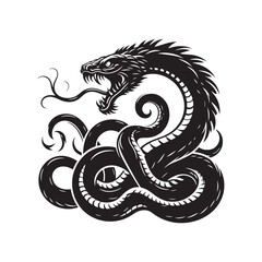 Stealthy Shadows: Snake Silhouette Series Casting Subtle Shadows that Echo the Stealth and Cunning of These Serpentine Creatures - Snake Illustration - Snake Vector
