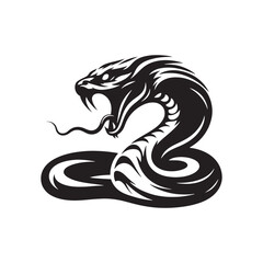 Viper's Reverie: Snake Silhouette Series Engaging in a Dreamy Exploration of the Enchanting World of Serpents - Reptile Illustration - Viper Vector
