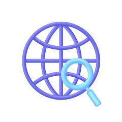 3D Network global searching symbol. Search WWW sign. Web hosting technology. Browser search website page