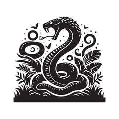 Fototapeta na wymiar Coiled Whispers: A Gallery of Snake Silhouettes Sharing the Silent Language of These Enigmatic Serpents - Snake Illustration - Snake Vector 