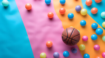 Vibrant Surface With a Basketball Sitting on Top