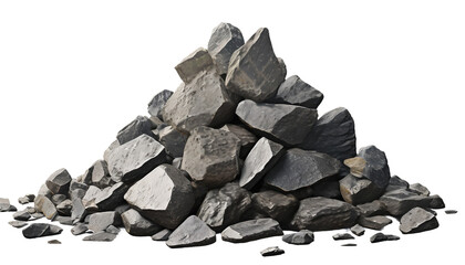 Pile of stones on a transparent background. 3d rendering.