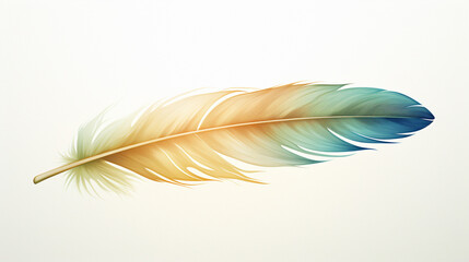 Obraz premium A minimalist boho feather, painted with watercolor gradients created with Generative Ai
