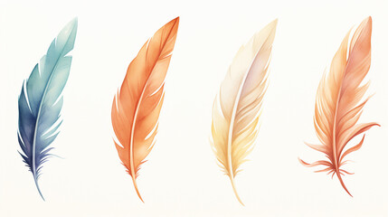 A minimalist boho feather, painted with watercolor gradients created with Generative Ai