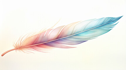 A minimalist boho feather, painted with watercolor gradients created with Generative Ai