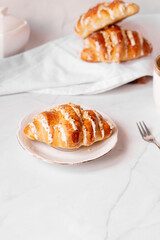 Coffee and buns. on a white background. Breakfast. Morning