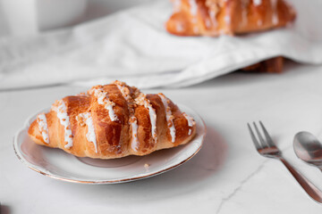 Coffee and buns. on a white background. Breakfast. Morning