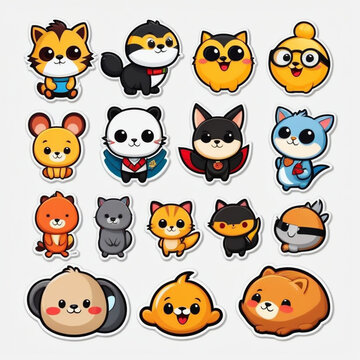 cartoon animal icons set