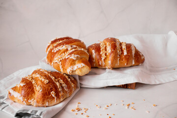 Coffee and buns. on a white background. Breakfast. Morning