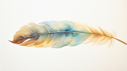 A minimalist boho feather, painted with watercolor gradients created with Generative Ai
