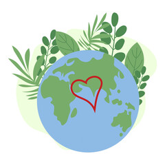 Earth Day. I love planet Earth. greening the planet. Recycling trash and saving the earth. Vector illustration