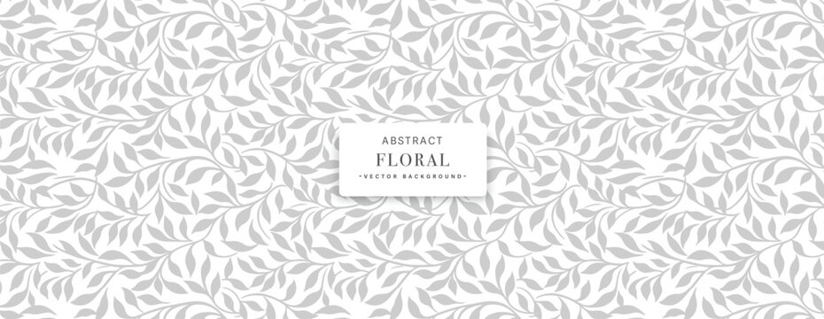 Floral seamless pattern background. Monochrome abstract floral with leaves and curls background