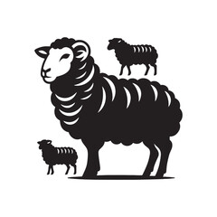 Ephemeral Ewes: A Dreamy Collection of Delicate Sheep Silhouettes in the Gentle Embrace of Twilight - Sheep Illustration - Sheep Vector.