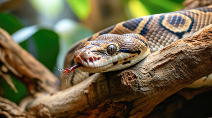 Fototapeta premium Ball Python on a Tree Branch