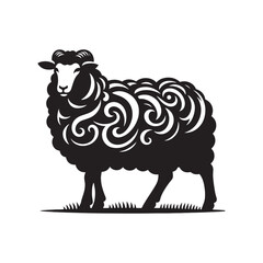 Serenity in Shadows: Sheep Silhouettes Capturing the Tranquil Beauty of Rural Life - Sheep Illustration - Sheep Vector
