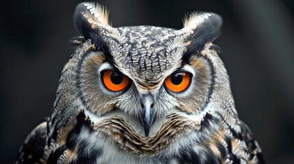 Intense Eyes of a Eurasian Eagle-Owl Close-up