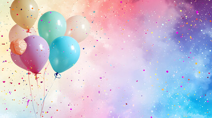 Colorful Balloons Floating in the Air Against a Clear Blue Sky.