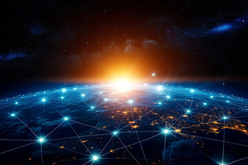 Global Network Data Exchange Over Earth.
