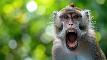 Shocked Monkey with Wide Eyes in Natural Habitat
