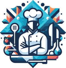 minimalistic geometric chef png with no background

