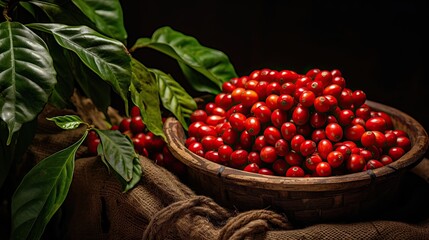 Ripe red cherry coffee good quality. red coffee beans 
