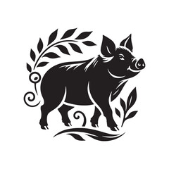 Synchronized Swine: Pig Silhouette Series Harmonizing the Graceful Movements of Hogs in Motion - Swine Illustration - Hogs Vector - Hogs Silhouette
