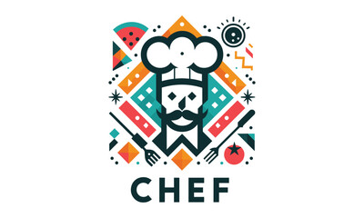 minimalistic geometric chef vector logo 