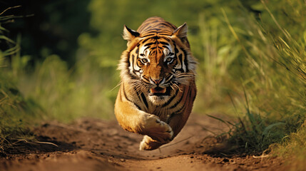 Fototapeta premium Tiger running in stride