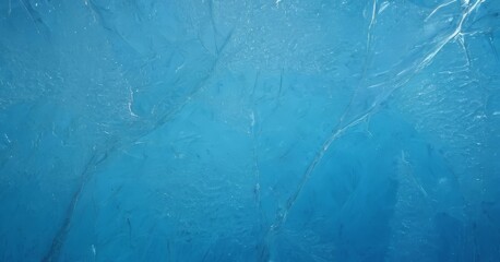 Texture of cracked ice, blue color. Design concept, for winter products. abstract background winter ice transparent blue. Top view with space for text.
