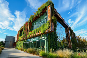 Fototapeta premium green building with energy-efficient design and materials