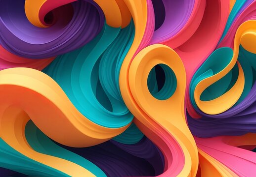 3D extruded abstract of flowing colors
