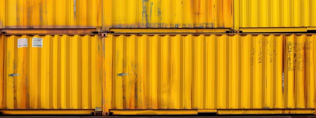 Yellow box container striped line textured background. cargo container shipping. For logistics and sea transportation