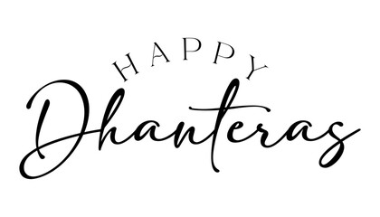 Happy Dhanteras lettering indian religious festival vector illustration.