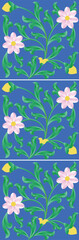 Fototapeta na wymiar Vintage damask seamless ornamental watercolor blue floral paint tile design pattern. ceramic tile design style