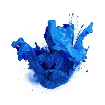 Blue colour plastic paint splash isolated on a white background