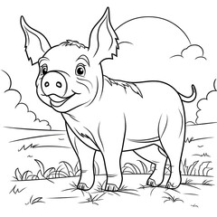 Obraz premium Beautiful Pig Coloring Page, Perfect For your Project and Creations, Ai Generative