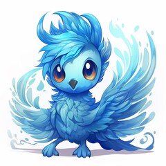 Fototapeta premium A cerulean phoenix in chibi anime style beautiful image Ai generated art