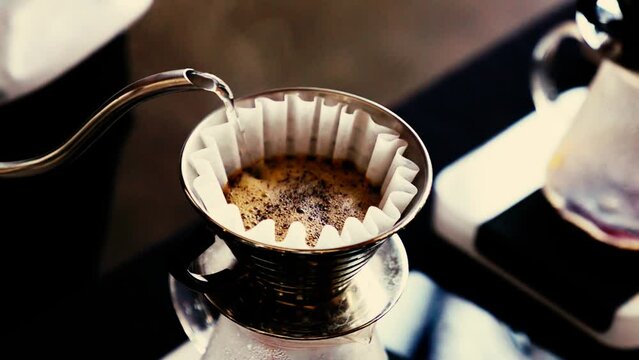 coffee maker pouring espresso
