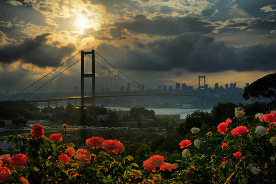 Istanbul Bosphorus Bridge. 15th July Martyrs Bridge Istanbul Turkey