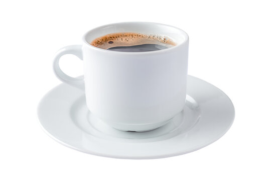 White cup of black coffee 