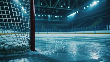 Hockey goal and hockey arena - obrazy, fototapety, plakaty