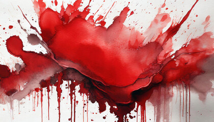 Red ink stain on white background. 