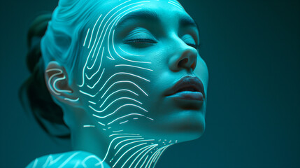 Obraz premium Digital Natives Enhanced by Technology, New Ways of Thinking, World of Big Data. Digital Identity, Online Representation, Human Indistinguishable from Machine, Advanced AI, Artificial Consciousness 